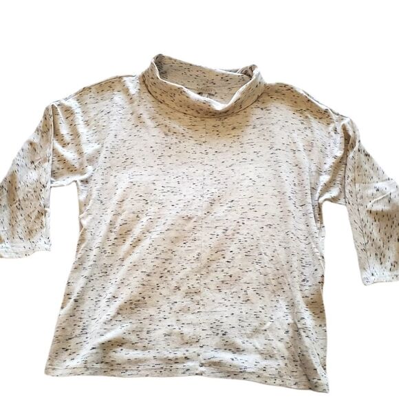 Talbots flecked sandstone 3/4 sleeve turtleneck - Picture 1 of 8